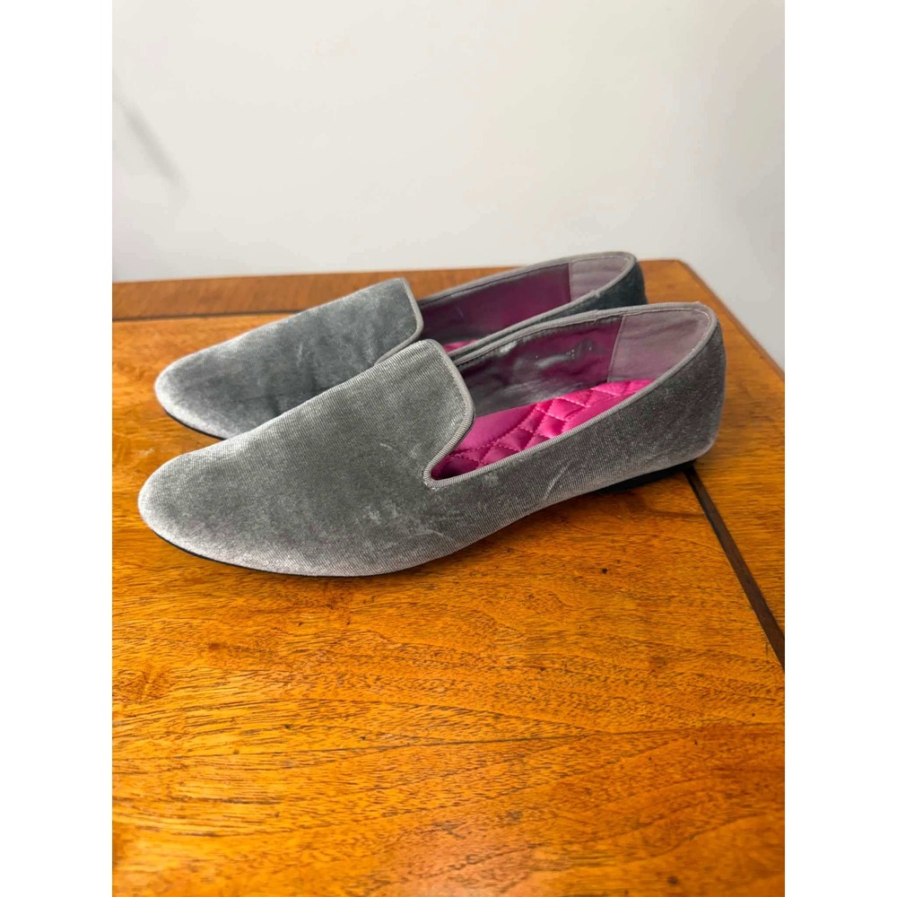 Birdies The Starling Velvet Loafers Gray Womens Size 8.5 Smoking Slipper Flats